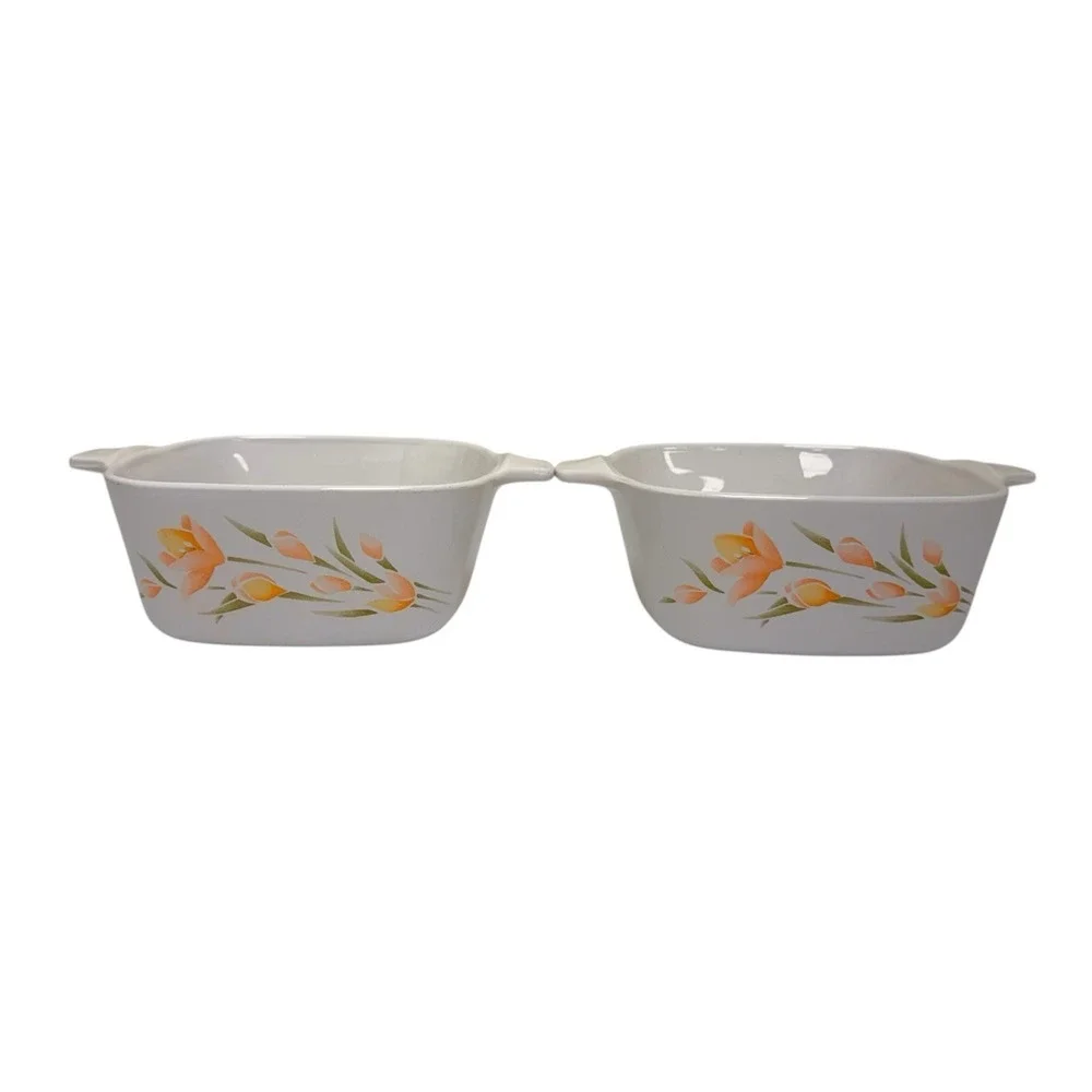 Vintage 80s-90s Corning Ware Floral P-43-B 700mL Casserole Dish Lot‎ Of 2